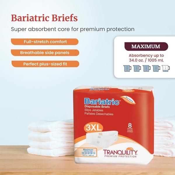 image:imageTranquility Bariatric Disposable Briefs 4XLarge with AIRPlus Fully Breathable Fabric for Skin Dryness amp Integrity High Waistline LatexFree 34oz Capacity 32ct Case3XLarge Pack of 8