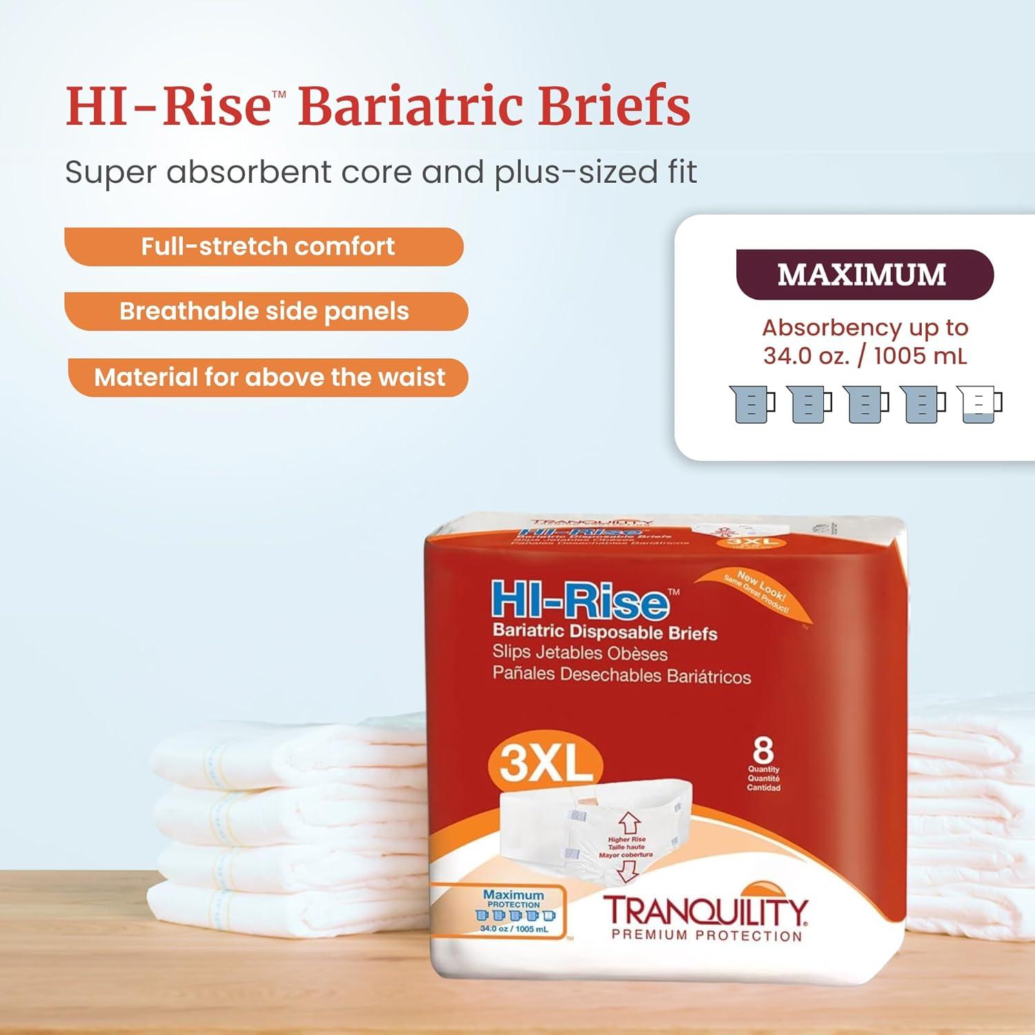 image:imageTranquility Bariatric Disposable Briefs 4XLarge with AIRPlus Fully Breathable Fabric for Skin Dryness amp Integrity High Waistline LatexFree 34oz Capacity 32ct Case3XLarge Pack of 8