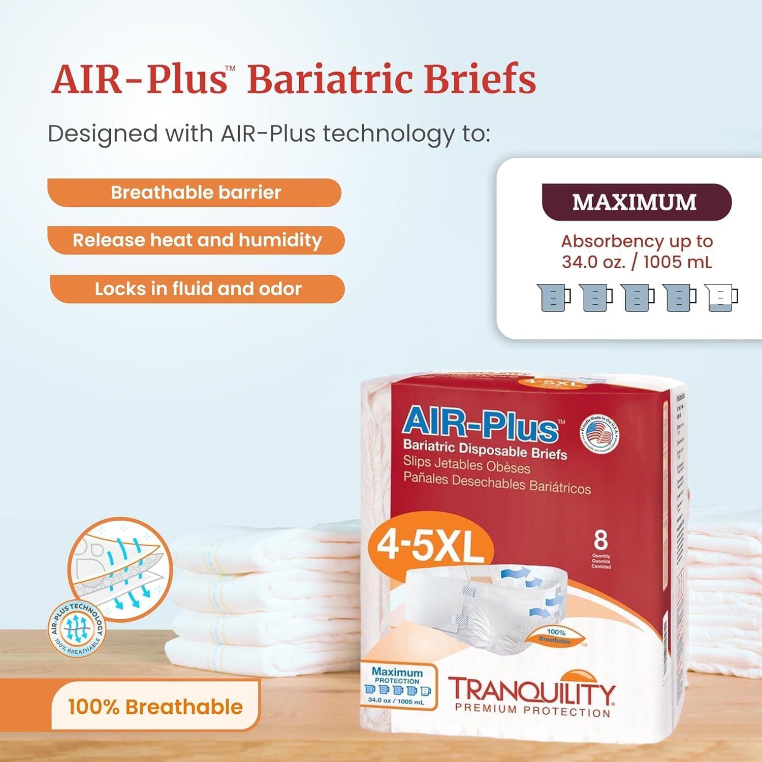 image:imageTranquility Bariatric Disposable Briefs 4XLarge with AIRPlus Fully Breathable Fabric for Skin Dryness amp Integrity High Waistline LatexFree 34oz Capacity 32ct Case4XLarge Pack of 32