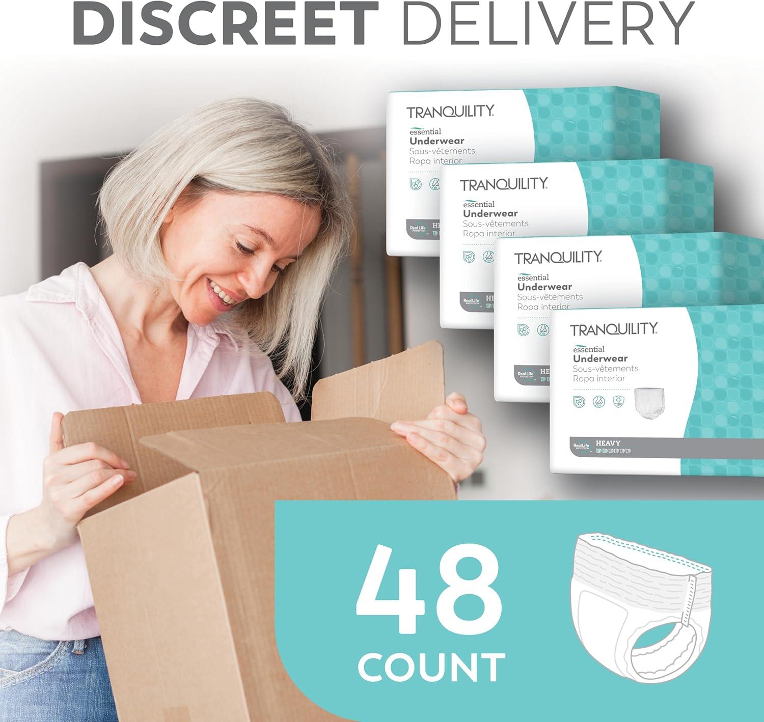 image:imageTranquility Essential Underwear for Heavy Incontinence Soft amp Breathable PullOn Style FullRise Fit Secure Protection with Kufguards LatexFree Unisex Adult 2XLBariatric 48ct Case2XLarge 48 Count