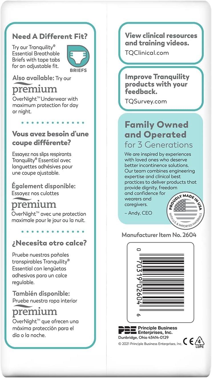 image:imageTranquility Essential Underwear for Heavy Incontinence Soft amp Breathable PullOn Style FullRise Fit Secure Protection with Kufguards LatexFree Unisex Adult 2XLBariatric 48ct CaseSmall Youth XL 88 Count