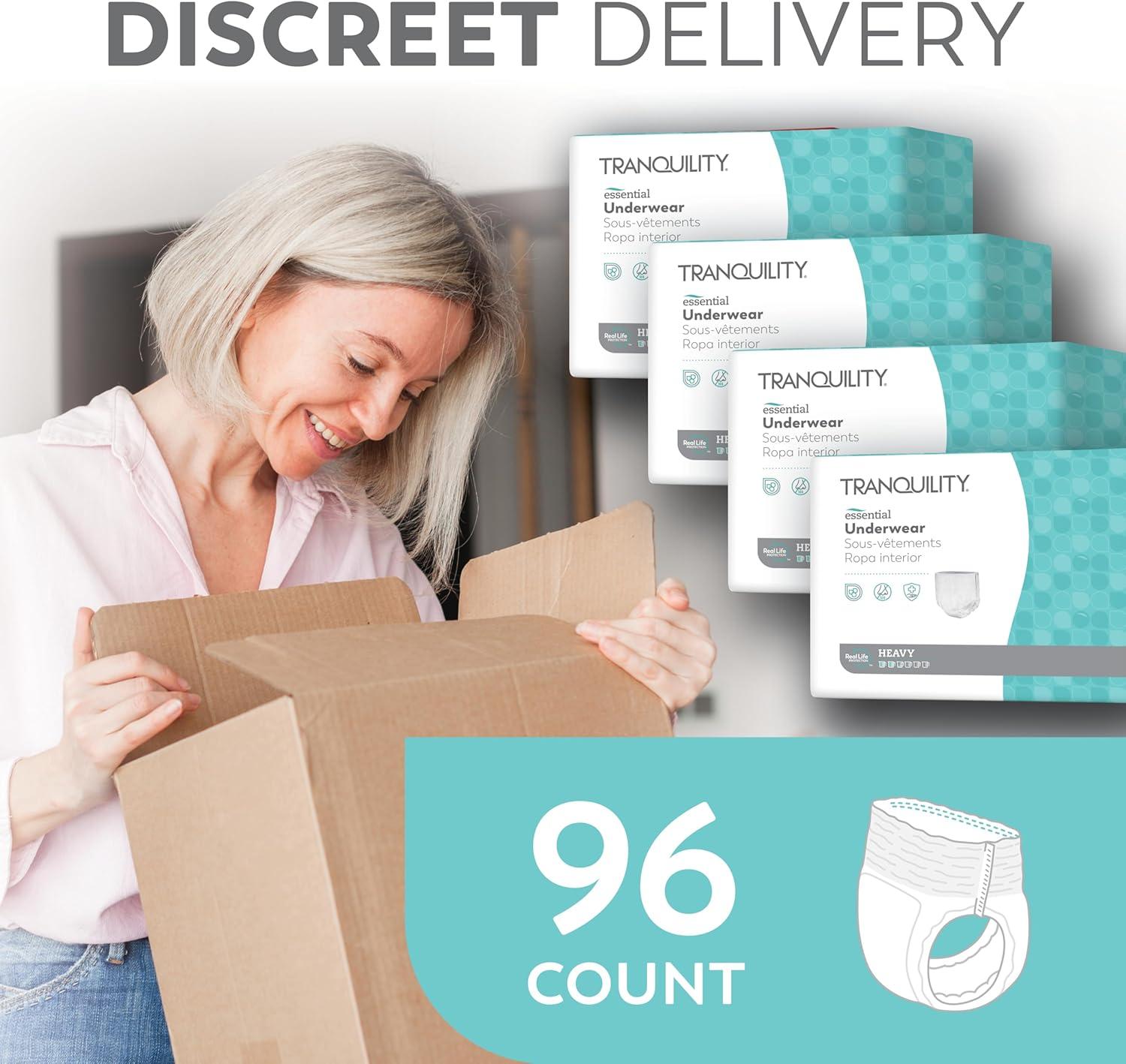 image:imageTranquility Essential Underwear for Heavy Incontinence Soft amp Breathable PullOn Style FullRise Fit Secure Protection with Kufguards LatexFree Unisex Adult 2XLBariatric 48ct CaseXSmall Youth L 24 Count