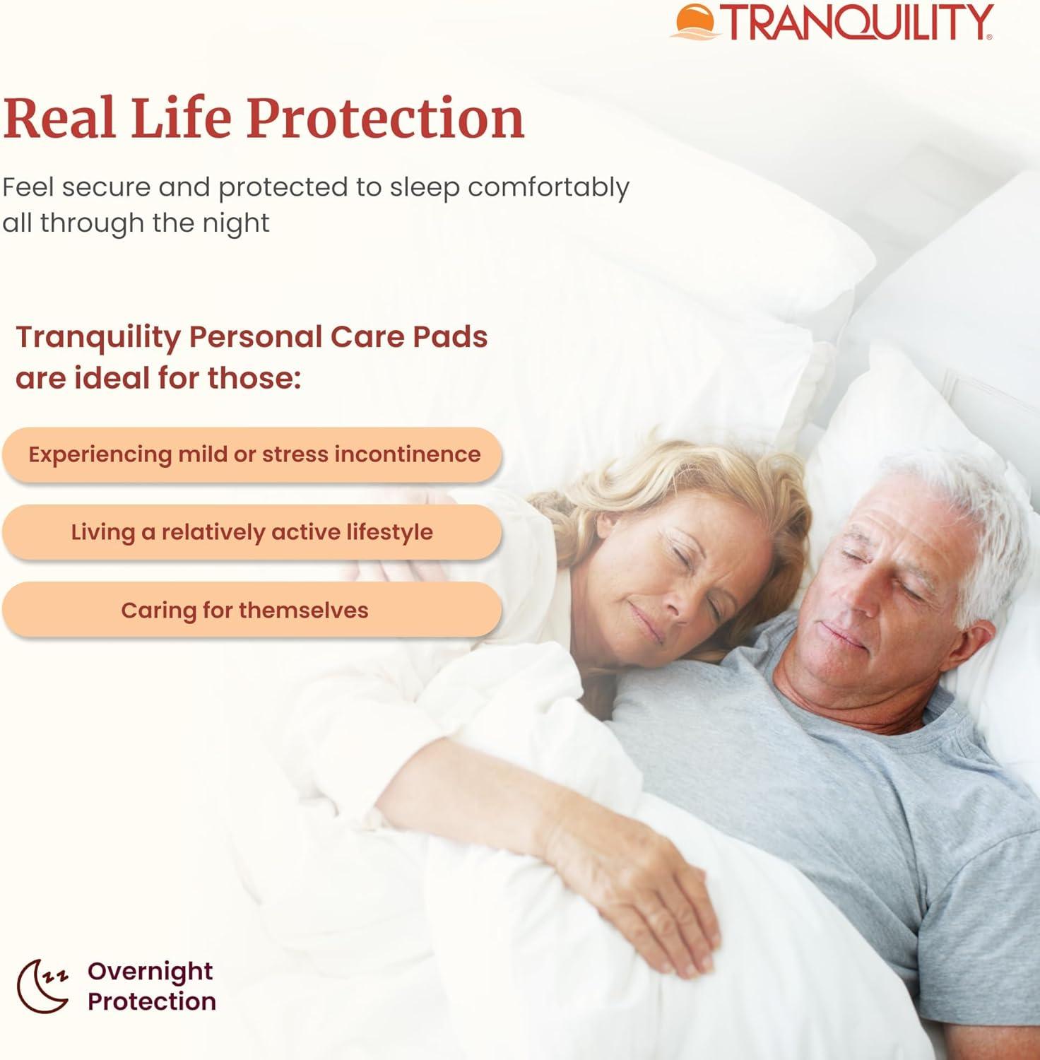 image:imageTranquility Incontinence Personal Care Pads Overnight Protection Promote Dryness and Protect Against Leakage Soft Lining amp Adhesive Strip for Secure Fit in Underwear 125oz Capacity 96ct CaseOvernight 24 Count
