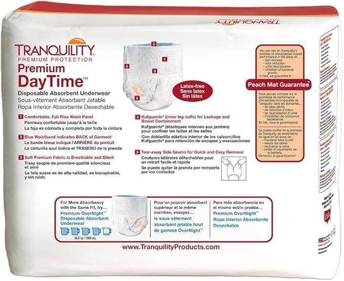 image:imageTranquility Premium DayTime Disposable Absorbent Underwear 48 Count XXL 6280 in Waist Super Absorbency Breathable AllDay Comfort Adult DiapersLarge 64 Count