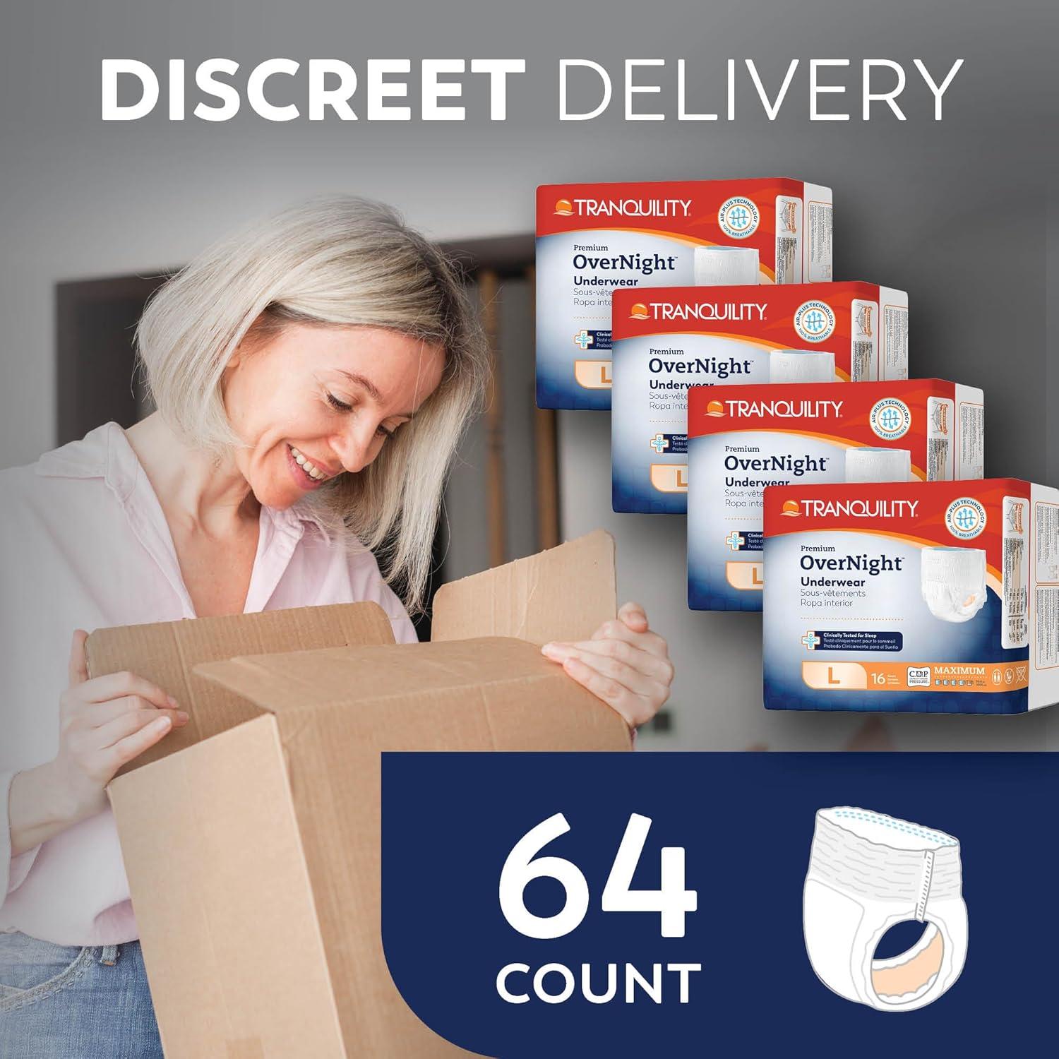 image:imageTranquility Premium Overnight Disposable Absorbent Underwear DAU XL 56 ctLarge 64 Count