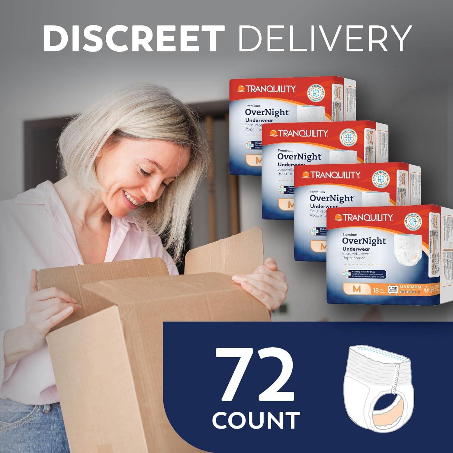 image:imageTranquility Premium Overnight Disposable Absorbent Underwear DAU XL 56 ctMedium 72 Count