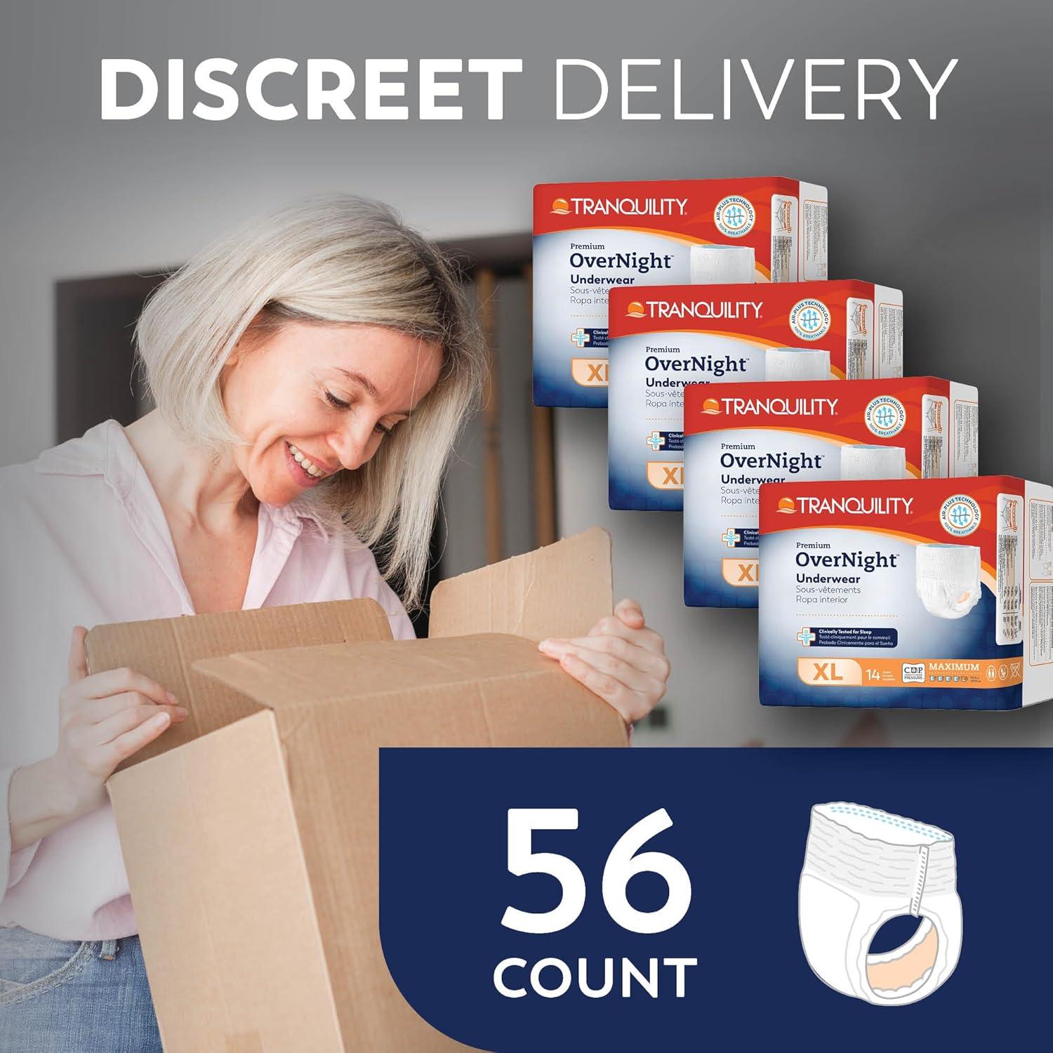 image:imageTranquility Premium Overnight Disposable Absorbent Underwear DAU XL 56 ctXLarge 56 Count