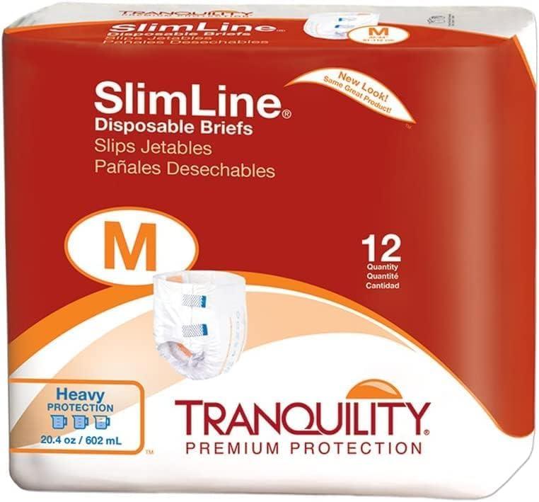 image:imageTranquility Slimline Original Adult Disposable Brief Youth Incontinence Care with a Slimmer Fit Peach Mat Core amp Kufguard Technology for Max Comfort LatexFree 109oz Capacity 120ct CaseMedium Pack of 96