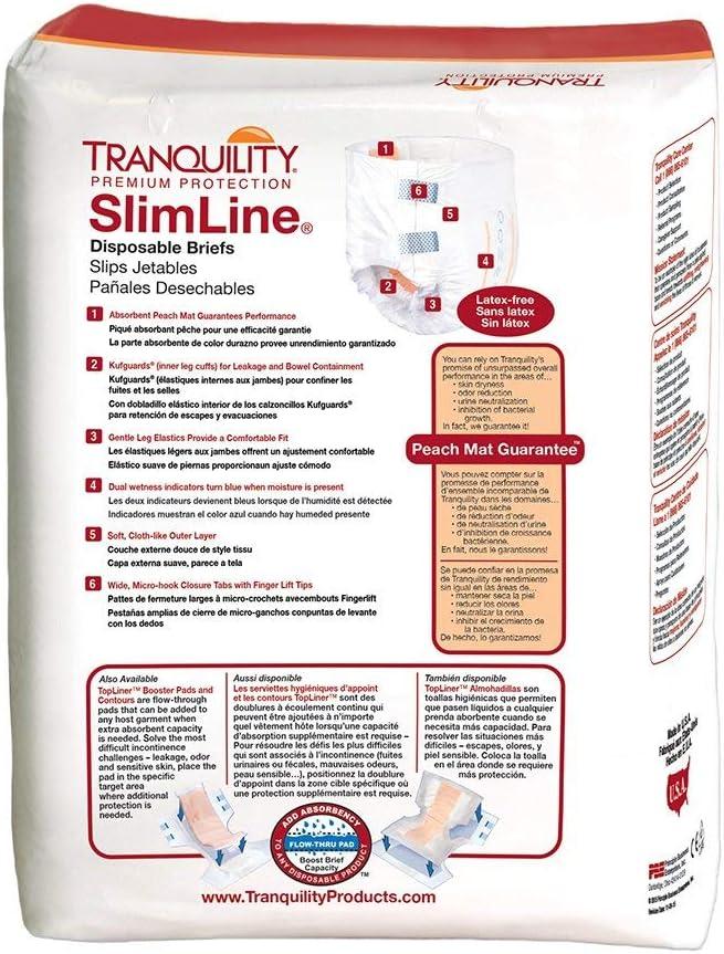 image:imageTranquility Slimline Original Adult Disposable Brief Youth Incontinence Care with a Slimmer Fit Peach Mat Core amp Kufguard Technology for Max Comfort LatexFree 109oz Capacity 120ct CaseYouth Pack of 120