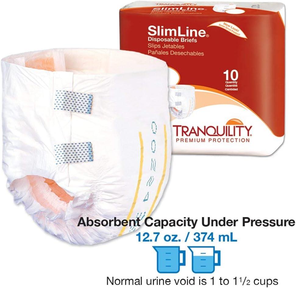 image:imageTranquility Slimline Original Adult Disposable Brief Youth Incontinence Care with a Slimmer Fit Peach Mat Core amp Kufguard Technology for Max Comfort LatexFree 109oz Capacity 120ct CaseSmall Pack of 100