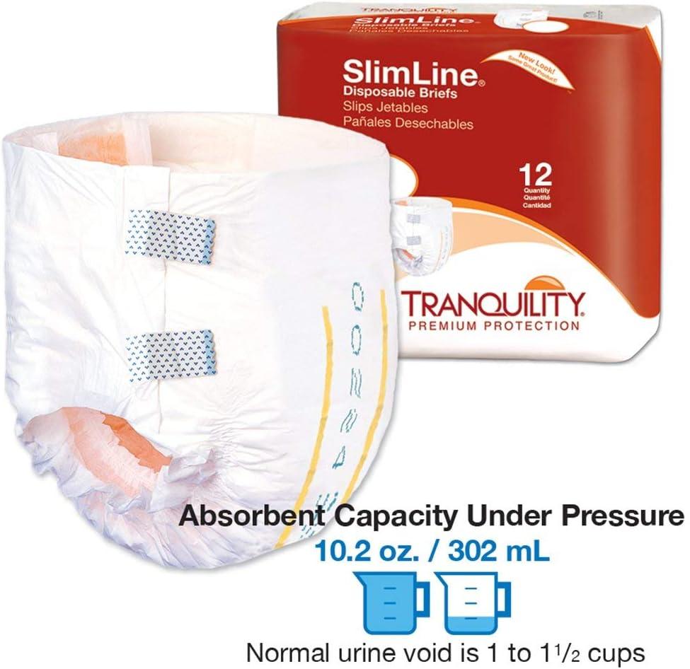 image:imageTranquility Slimline Original Adult Disposable Brief Youth Incontinence Care with a Slimmer Fit Peach Mat Core amp Kufguard Technology for Max Comfort LatexFree 109oz Capacity 120ct CaseYouth Pack of 120