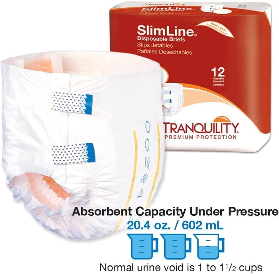 image:imageTranquility Slimline Original Adult Disposable Brief Youth Incontinence Care with a Slimmer Fit Peach Mat Core amp Kufguard Technology for Max Comfort LatexFree 109oz Capacity 120ct CaseMedium Pack of 96