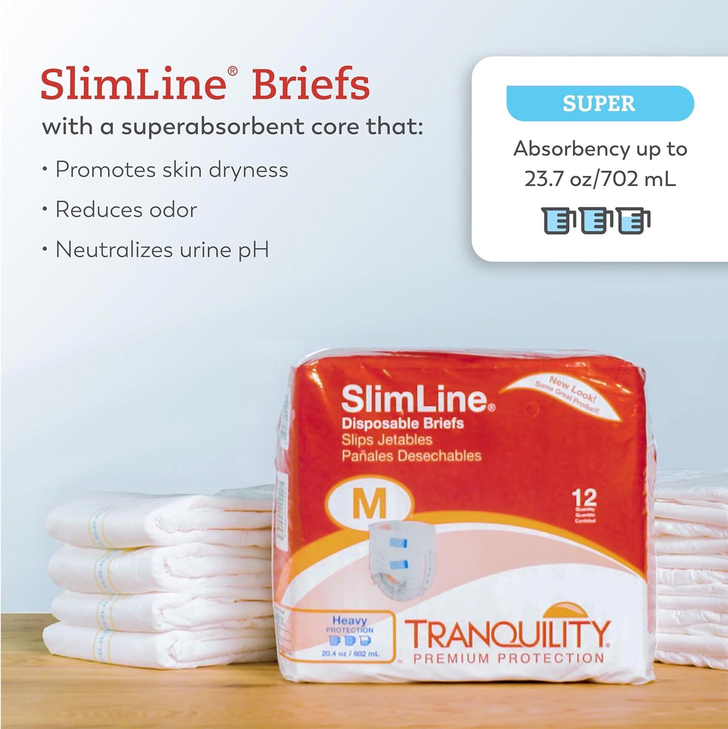 image:imageTranquility Slimline Original Adult Disposable Brief Youth Incontinence Care with a Slimmer Fit Peach Mat Core amp Kufguard Technology for Max Comfort LatexFree 109oz Capacity 120ct CaseLarge Pack of 12
