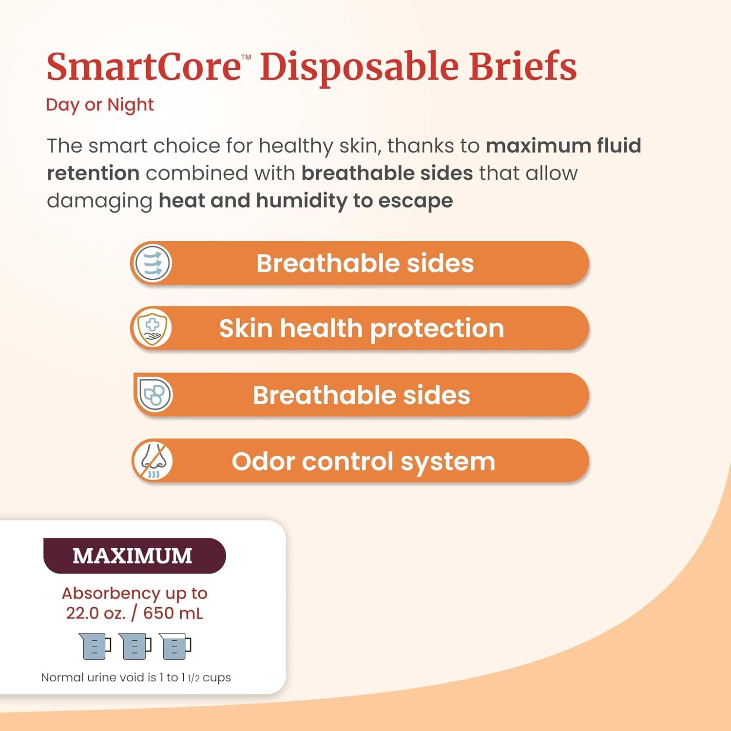 image:imageTranquility SmartCore Adult Disposable Briefs Incontinence Control with Breathable Kufguard Technology Fastening Tabs amp Wetness Indicator LatexFree Adult Large 34oz Capacity 96ct Case2XLarge 8 Count