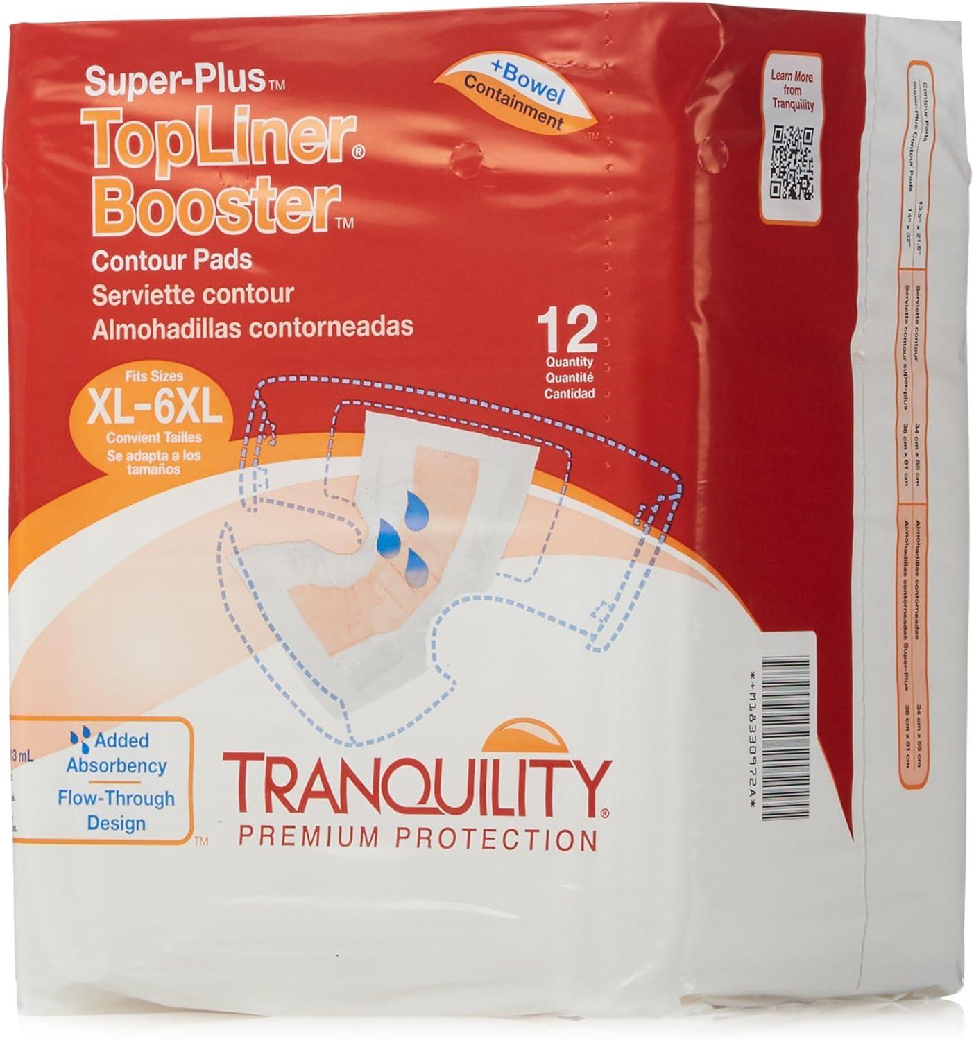 image:imageTranquility TopLiner Disposable Absorbent Booster Contour Pads for Bowel Incontinence SuperPlus 32 x 14 48 ct48 Count Pack of 1
