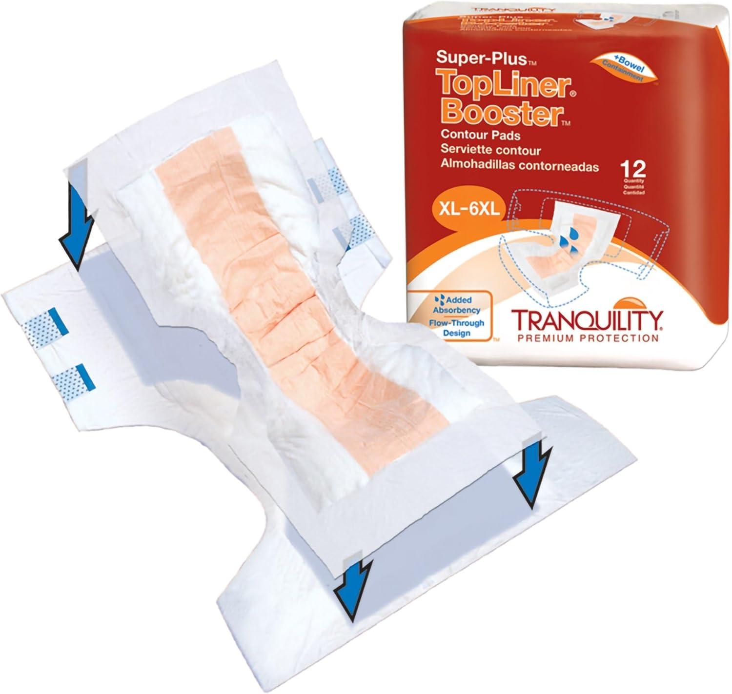 image:imageTranquility TopLiner Disposable Absorbent Booster Contour Pads for Bowel Incontinence SuperPlus 32 x 14 48 ct48 Count Pack of 1