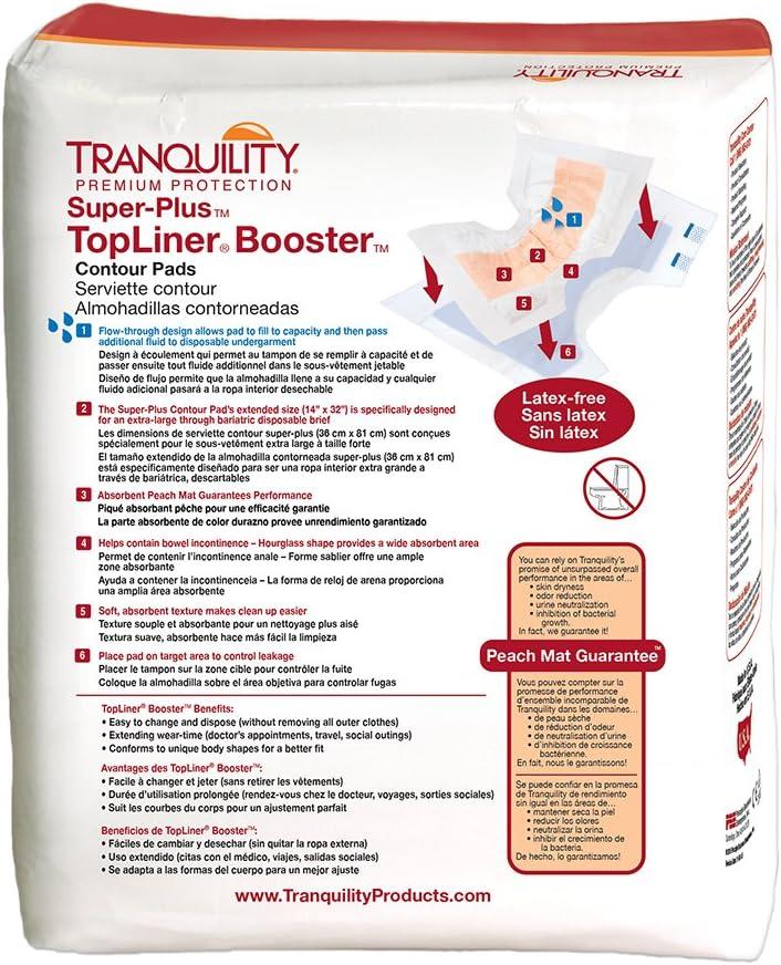 image:imageTranquility Topliner Disposable Absorbent Booster Contour Pads for Bowel Incontinence SuperPlus 32 X 14 96 Ct
