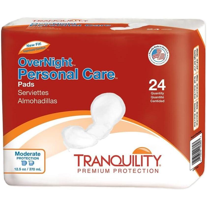 image:imageTranquility Incontinence Personal Care Pads Overnight Protection Promote Dryness and Protect Against Leakage Soft Lining amp Adhesive Strip for Secure Fit in Underwear 125oz Capacity 96ct CaseOvernight Pack of 96