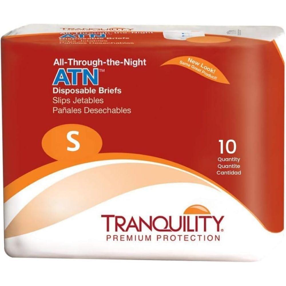 image:imageTranquility Premium ATN Disposable Briefs with Tabs Overnight Protection Superabsorbent Core for LeakFree and FullFit Comfort Medium 96ct CaseSmall 100 Count