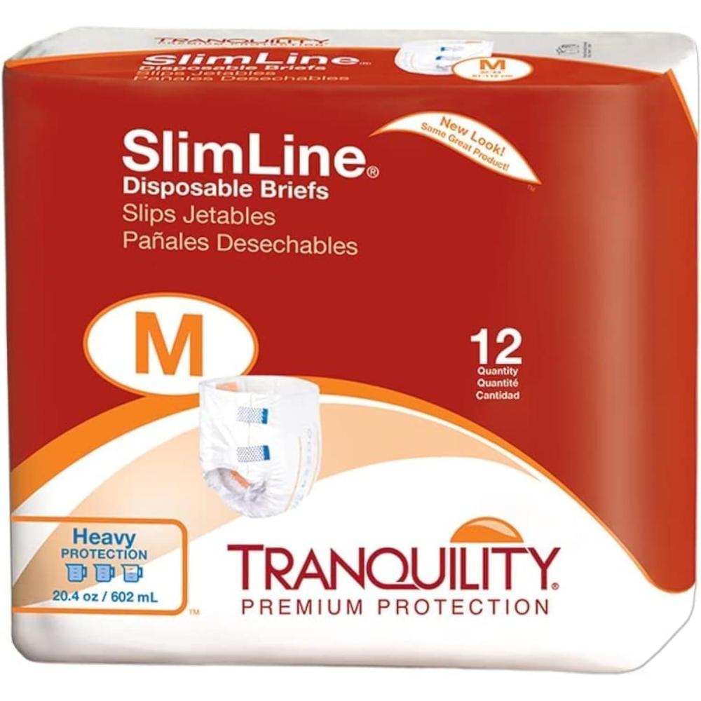 image:imageTranquility Slimline Original Adult Disposable Brief Youth Incontinence Care with a Slimmer Fit Peach Mat Core amp Kufguard Technology for Max Comfort LatexFree 109oz Capacity 120ct CaseMedium Pack of 96