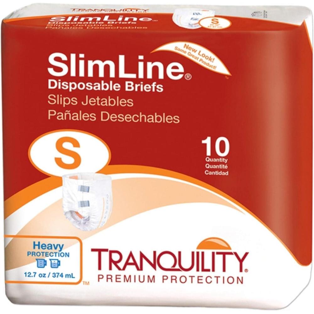 image:imageTranquility Slimline Original Adult Disposable Brief Youth Incontinence Care with a Slimmer Fit Peach Mat Core amp Kufguard Technology for Max Comfort LatexFree 109oz Capacity 120ct CaseSmall Pack of 10