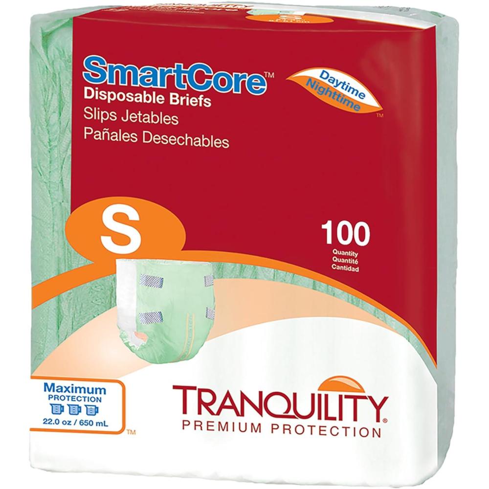 image:imageTranquility SmartCore Adult Disposable Briefs Incontinence Control with Breathable Kufguard Technology Fastening Tabs amp Wetness Indicator LatexFree Adult Large 34oz Capacity 96ct CaseSmall 100 Count