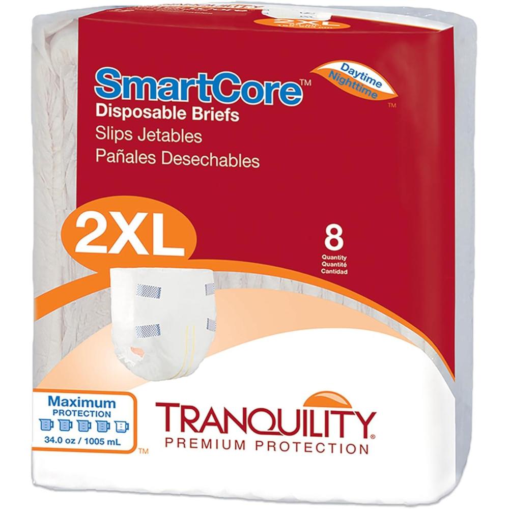 image:imageTranquility SmartCore Adult Disposable Briefs Incontinence Control with Breathable Kufguard Technology Fastening Tabs amp Wetness Indicator LatexFree Adult Large 34oz Capacity 96ct CaseXXLarge
