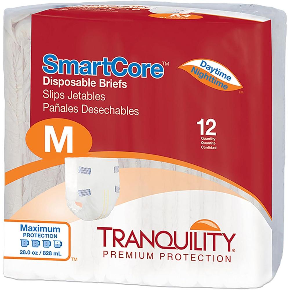 image:imageTranquility SmartCore Adult Disposable Briefs Incontinence Control with Breathable Kufguard Technology Fastening Tabs amp Wetness Indicator LatexFree Adult Large 34oz Capacity 96ct CaseMedium 12 Count