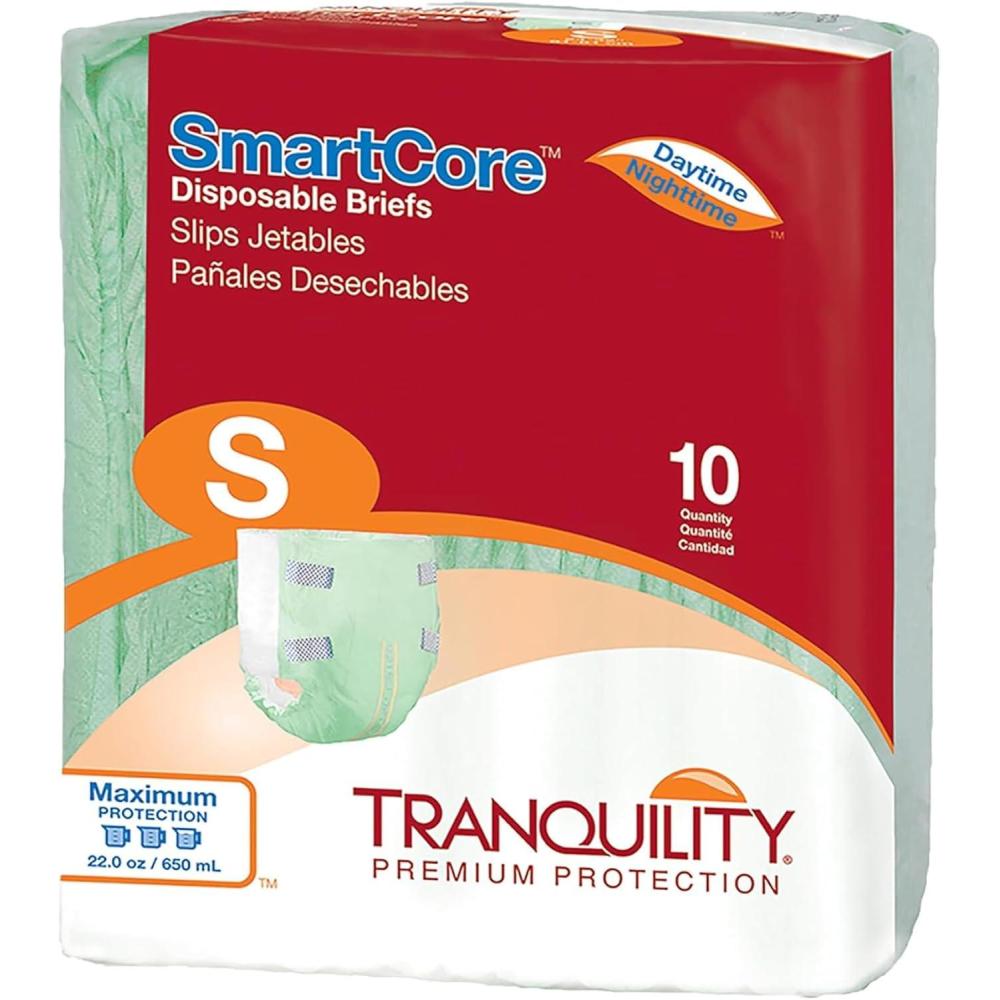 image:imageTranquility SmartCore Adult Disposable Briefs Incontinence Control with Breathable Kufguard Technology Fastening Tabs amp Wetness Indicator LatexFree Adult Large 34oz Capacity 96ct CaseSmall 10 Count