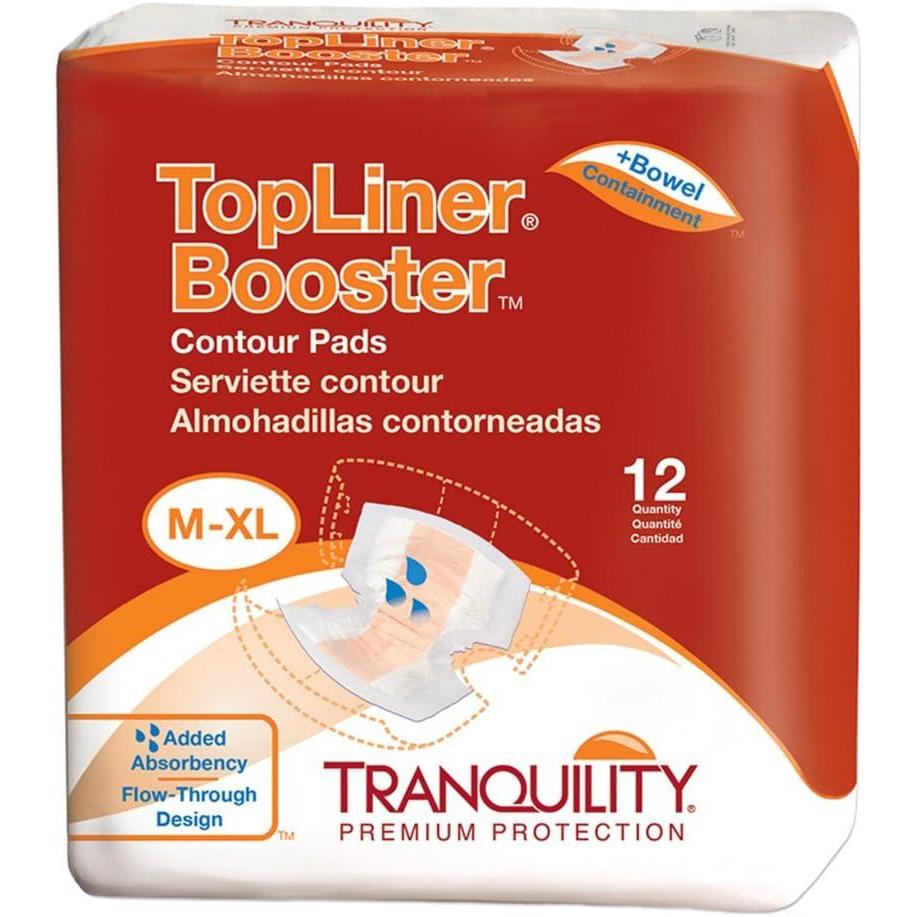 image:imageTranquility TopLiner Disposable Absorbent Booster Contour Pads for Bowel Incontinence Contour 215 x 135 240 ct