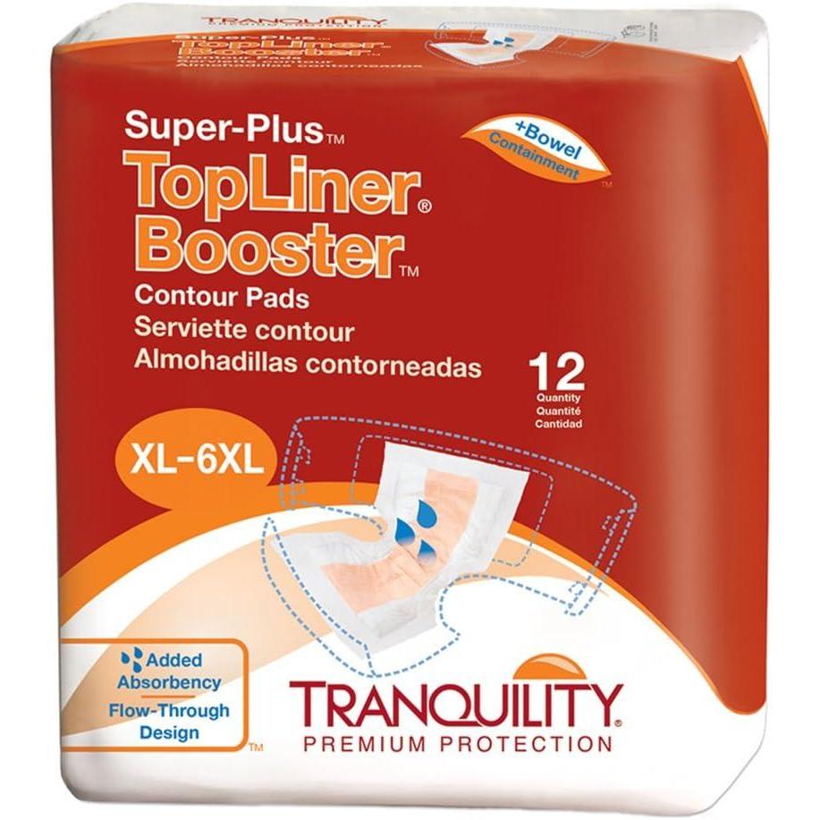 image:imageTranquility TopLiner Disposable Absorbent Booster Contour Pads for Bowel Incontinence SuperPlus 32 x 14 192 ct