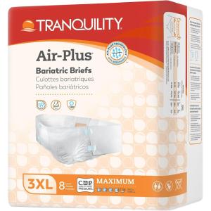 Tranquility Bariatric Disposable Briefs 4X-Large with AIR-Plus Fully Breathable Fabric for Skin Dryness & Integrity, High Waistline, Latex-Free, 34oz Capacity, 32ct Case(3X-Large (Pack of 8))