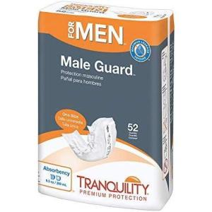 Tranquility Male Guards, Premium Incontinence Shields for Maximum Absorbency, Adhesive Strip for Secure Placement, Discreet Design, One Size, 104ct Case(52)