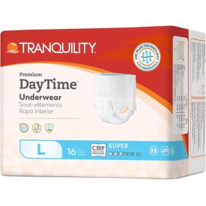 Tranquility Premium DayTime Disposable Absorbent Underwear (48 Count) – XXL, 62-80 in. Waist – Super Absorbency, Breathable All-Day Comfort – Adult Diapers(Large (16 Count))