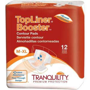 Tranquility TopLiner Disposable Booster Pads, Super (15″ x 4.25″) Flow-Through Design with Adhesive Strip for Max Absorption, Adult Unisex, 200ct Case(12 Count (Pack of 10))